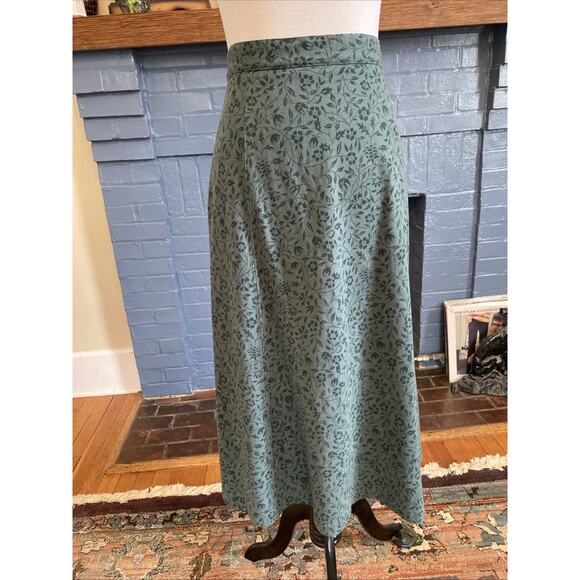 Vintage LL Bean L Petite Skirt A-Line Midi Below Knee Retro Elastic Waist Floral - Picture 4 of 12